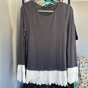 Grey and Beige Long Sleeve Top